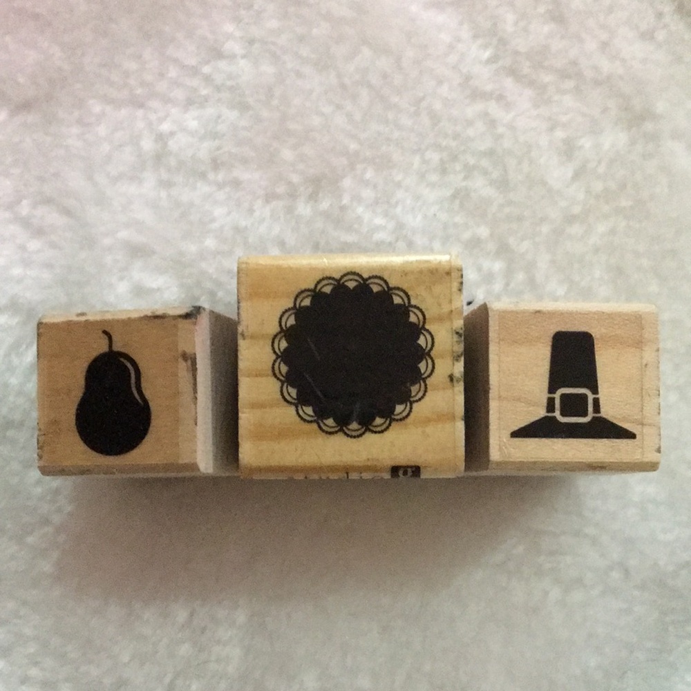 Wooden Stamp Set with Black Designs